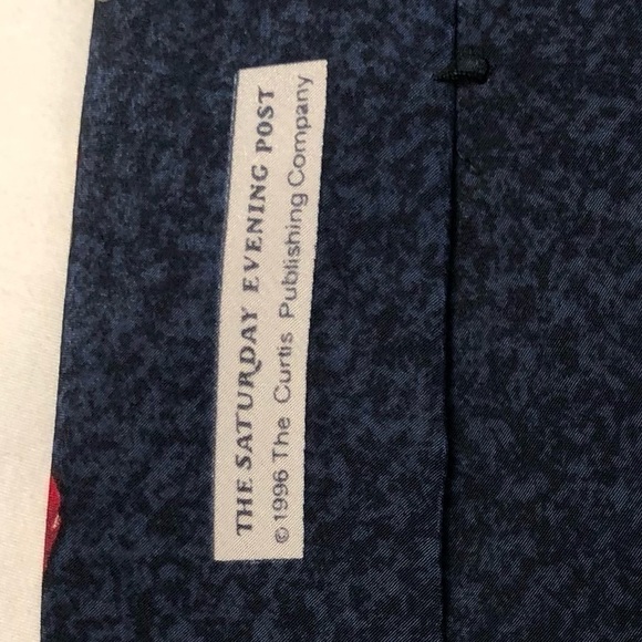 Saturday Evening Post Neck Tie 100% Silk Santa Christmas Kid on Santas Lap 1996 - Picture 9 of 16